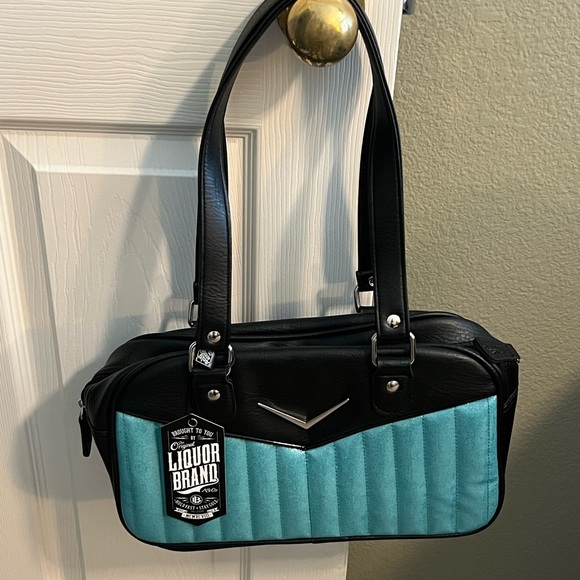 Liquor Brand Bonneville Bowler Purse with Chevron Logo - Picture 3 of 3